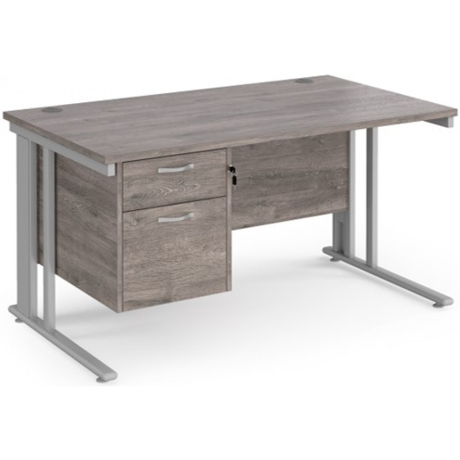 Maestro Cable Managed 800mm Desk with Two Drawer Pedestal